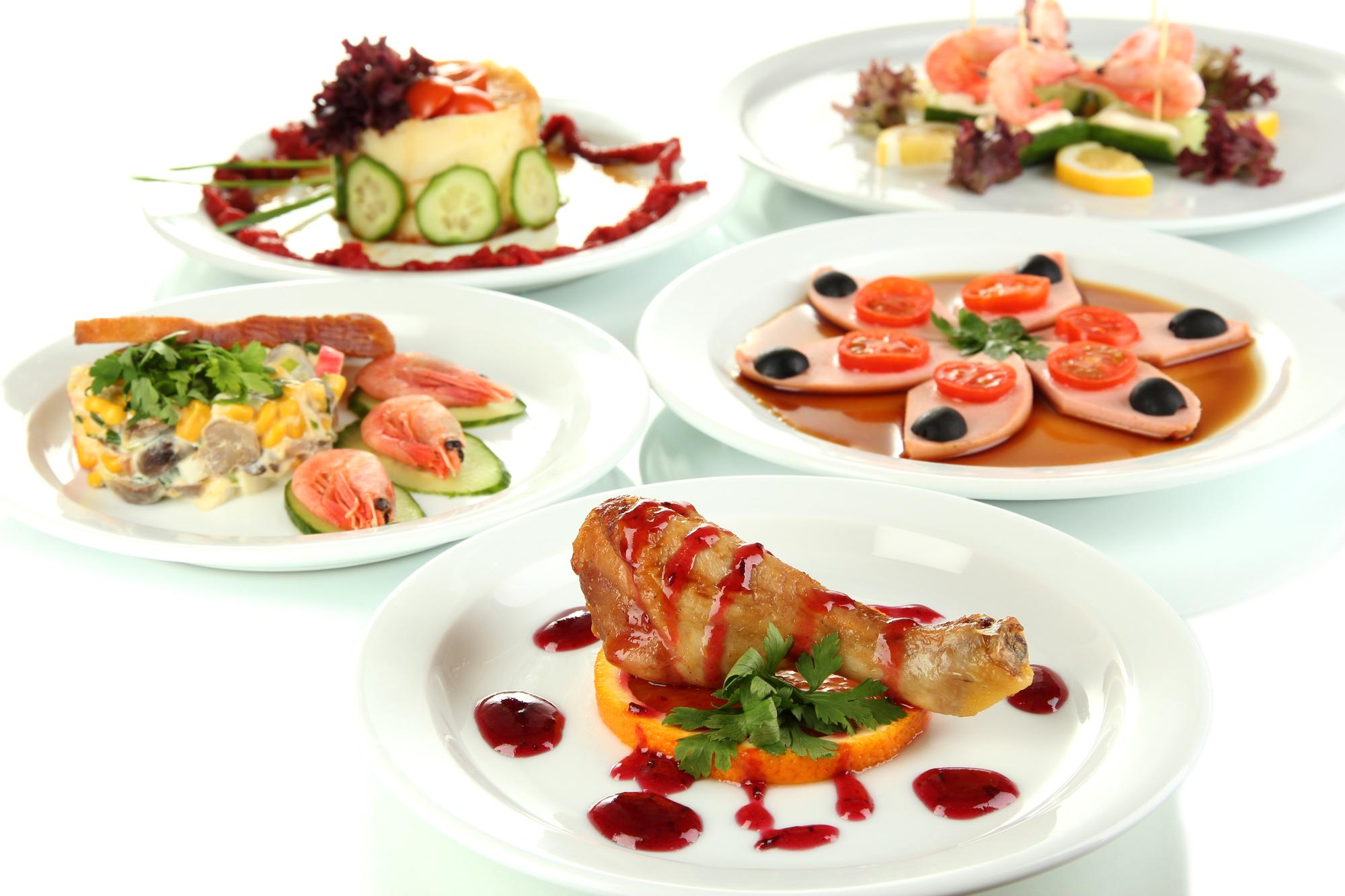 Selection of dishes from a course